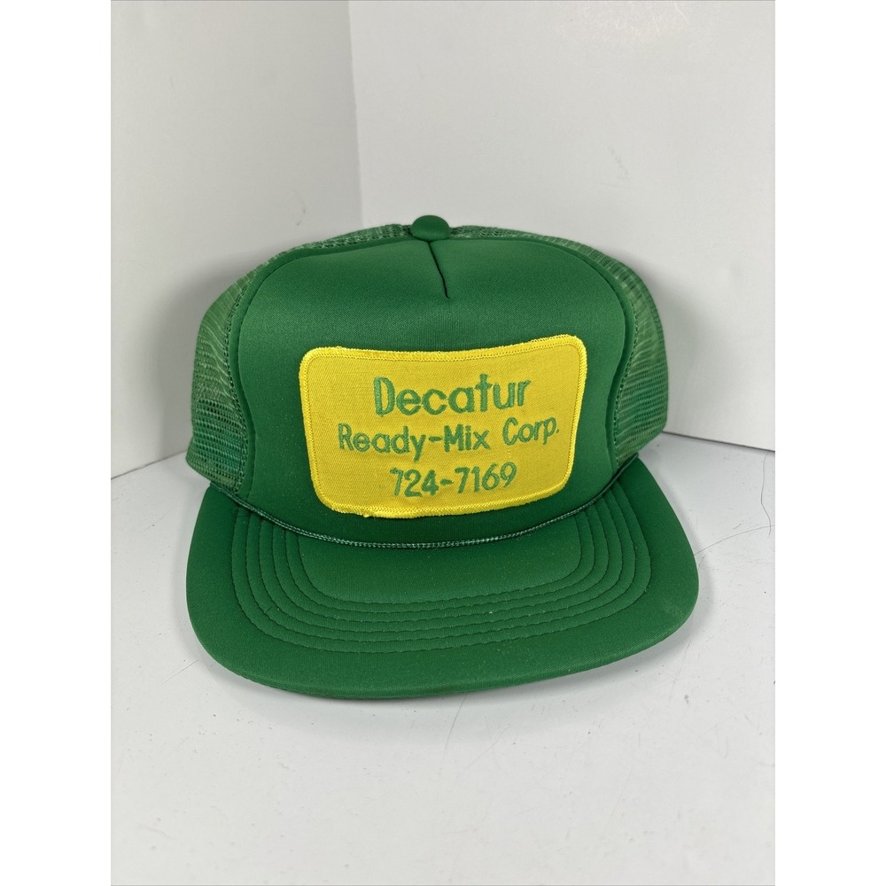 Vintage Decatur Ready Mix Corp‎ Patch Snapback Trucker Hat Advertising Green